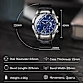 Miniatyrbillede 6 af 7: Modeure for mænd - Business armbåndsur i rustfrit stål, analogt kvartsur med datovisning, luminescerende ur til mænd, Blå Blue