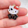 Miniatyrbillede 5 af 7: 10 stk. emalje Halloween kattecharms til smykkefremstilling, øreringe, armbånd, halskæder, tilbehør, gør-det-selv-materialer, blå zinkbelagt
