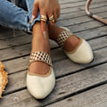 Miniatyrbillede 3 af 7: Platte spidse tå sko til kvinder, Casual blød sål Slip On strikkede sko, Fashion Daily Ballet Flats Beige Farve CN36(EU36)