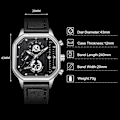 Miniatyrbillede 4 af 6: Ur Fashion Square Håndleds Ur Lysende Analogt Ur Multifunktionelt Chronograf Ur Fritids Rustfrit Stål Herre Ur Sort Sølv A Black silver A
