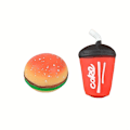 Miniatyrbillede 5 af 7: 3st Squishy Mad Hamburger Pommes Frites Sodavand Squeeze Legetøj, Myrstress Bold Stress Reliever