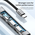 Miniatyrbild 3 av 7: OTG S6 multi-splitteradapter för PC, 4-i-1 typ C HUB, USB 2.0, 4 portar, HUAWEI, Xiaomi, Macbook, iPad, 15W laddning Grå