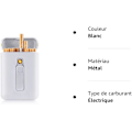 Miniatyrbilde 3 av 8: Hvit - Bærbar sigarettbeholder for 20 sigaretter - med vindtett sigarettlighter, USB oppladbar