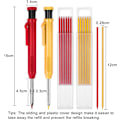 Miniatyrbild 1 av 4: 2-pack Snickarpennor, 12 Påfyllningar, Tunga med Spetsvässare (Röd/Gul) Red, Yellow