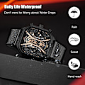 Miniatyrbillede 5 af 7: Quartz armbåndsur til mænd business rustfrit stål ur lysende analog armbåndsur multifunktionel chronograph ur mode firkantet ur Guld B Gold B