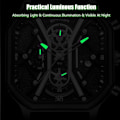 Miniatyrbillede 6 af 7: Quartz armbåndsur til mænd business rustfrit stål ur lysende analog armbåndsur multifunktionel chronograph ur mode firkantet ur Sort B Black B
