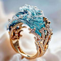 Miniatyrbillede 7 af 8: Ocean's Oath Smykkesæt, Halskæde og Havs Ed Ring/Ørestik Gaveæske Set