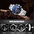 Miniatyrbillede 3 af 8: Mænd Analog Kvarts Forretningsure Lysende Vandafvisende Armbåndsur Dato Kalender Ur Chronograph Rustfrit Stål Rem Ur Sølv Sort Silver black
