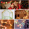 Miniatyrbilde 5 av 8: Lyslenke bomullsboller, 3,3 m, selvlysende vevde boller, batteri, 20 LED-lyslenker, fargerik LED-lyslenke for barnerom, jul, bryllupsfest makroner batterie