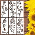 Store Blomster Stenciler til Havehegn, Genanvendelige Malerstenceiler, 6 stk pcs A- 35 cm x 15 cm