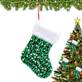 Miniatyrbild 4 av 8: Julstrumpa | Glittrig julstrumpa | Juldekoration | Julstrumpor | Heminredning | Hållare för barn julstrumpor | Glittrande julstrumpa till jul gRÖN