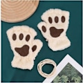Miniatyrbilde 5 av 5: Khaki Farge Damvante - Jenter Vinter Cat Paw Votter Hansker - Plysj Hal