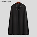 Miniatyrbillede 5 af 7: Incerun Mode Mænd Frakke Jakker Lapel Solid Farve En Knap Cape Trench Streetwear 2023 Casual Herre Overfrakker Po S-5Xl Sort S