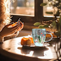 Miniatyrbilde 6 av 7: Juleglass med dobbelveggisolasjon - Snødekte grantrær, kopp for kaffe og te 350 ml