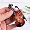Miniatyrbillede 5 af 7: 8 cm samling Dekorative pyntegenstande Modeldekoration Gaver med stativ Miniature musikinstrument Minifiol Træ Wooden C