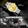 Miniatyrbillede 3 af 7: Elegant Herre Quartz Armbåndsur Klassisk Rustfrit Stål Herreur Diamant Vandafvisende Ur Multifunktionelt Forretningsur til Mænd Guld D Gold D