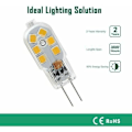 Miniatyrbillede 4 af 5: G4 LED-pære 12V, 1W svarende til 10W halogenpære, intet flimmer 200LM, varm hvid 3000K, 360° strålevinkel, ikke dæmpbar, 10-pak