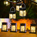 Miniatyrbillede 4 af 7: LED-solcellelygter - Solcelledrevne bærbare hængelamper med 30 lysdioder - IP44 vandtæt - til have, balkon, gård, indkørsel, hegn, indkørsel,