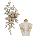 Miniatyrbillede 2 af 8: Spets blomst applikation 3D blomsterbroderet blonde stof trim blonde blomst applikation sy på lapper til tøj, brudekjole DIY dekoration Typ 2