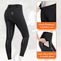 Miniatyrbilde 4 av 7: Ridebukse for kvinner, Høy midje silikonbunn leggings med lommer black M