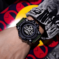 Miniatyrbillede 4 af 7: Sport Watch Multifunktion Militär Watch Vækkeur Stor urskive Digitale ure Vandtæt elektronisk armbåndsur Sort