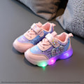 Miniatyrbilde 3 av 5: Frosne Elsa Mesh LED Lysende Sneakers Barn Sko Sommer Høst Sølv Silver 26
