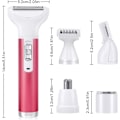 Miniatyrbilde 2 av 8: Elektrisk barbermaskin for kvinner, 5-i-1 smertefri epilator, USB-oppladbar våt og tørr barbermaskin for ansikt, ben, bikinilinje