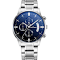 Miniatyrbillede 1 af 8: Mænd Analog Kvarts Forretningsure Lysende Vandafvisende Armbåndsur Dato Kalender Ur Chronograph Rustfrit Stål Rem Ur Sølv Sort Silver black