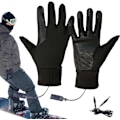 Miniatyrbillede 1 af 8: Opvarmede Skihandsker, Vandtætte Batteridrevne Vinterarbejdshandsker, Snowboard Opvarmet Udstyr Black XL