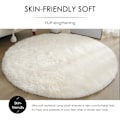 Miniatyrbilde 3 av 5: Rund teppe, moderne fluffy teppe, soveromsteppe, komfortabel myk sklisikker fluffy gulvteppe, mykt teppe, hvit, 60 cm/24 tommer