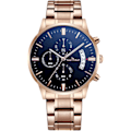 Miniatyrbillede 1 af 7: Mænd Analog Kvarts Forretningsure Lysende Vandafvisende Armbåndsur Dato Kalender Ur Chronograph Rustfrit Stål Rem Ur Sort Rosenguld Black rose gold