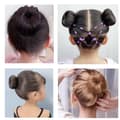 Miniatyrbillede 6 af 7: Mini Hårknold Maker Sæt, 6 STK Chignon Donut Formere til Børn Piger Kort og Tyndt Hår, Sort 2 Tommer