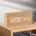 Miniatyrbild 4 av 8: Snygg Träväggklocka med Smart Alarm, LED-Display, Justerbar Ljusstyrka för Sovrum bamboo color