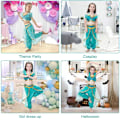 Miniatyrbillede 7 af 8: Jasmine Prinsesse Kostume, Klæd-Ud Sæt med Paryk til Fester & Cosplay 150CM