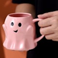 Miniatyrbild 3 av 8: Halloween Spökkaffekopp, 400ml Keramikkopp med Söt Spöke Design YELLOW