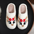 Miniatyrbillede 5 af 8: Plush Jule-Tøfler til Kvinder og Mænd, Elg Soveværelsesdesign White pure K 42/43 EU