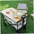 Miniatyrbilde 7 av 8: Vognbordstopp 21,6x29,5 tommer aluminiumslegering tung folding vognbord toppfeste bærbar vogn bord for camping piknik grill, tre farge utendørs levende träfärg