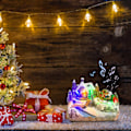 Miniatyrbild 3 av 5: LED Julby, Julscenhus med LED-ljus