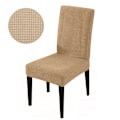 Miniatyrbillede 1 af 7: Elastisk cover Stretch sits överdrag Jacquard Spandex case för köksstol Säte Hem Hotell Bankett 4776-khaki 1pc