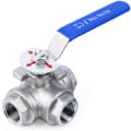 Miniatyrbillede 1 af 7: Dobbelt union kugleventil, Rustfrit stål 3-vejs kugleventil, T-type L-type 1/4\" 3/8\" 1/2\" 3/4\" 1\" DN8- DN50 BSPT indvendige gevindkugleventiler,1(T Type,DN10) T Type DN10