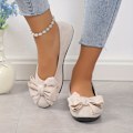 Miniatyrbillede 4 af 7: Sløjfe balletsko til kvinder, ensfarvet blød sål Slip-on sko, casual og alsidige flade sko Beige Hvid CN36(EU36)