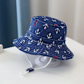 Miniatyrbillede 1 af 7: Ny Panama Baby Flickhatt Cap Resor Pojkar Fiskarkeps Cap Barn Hinkhattar Bomull Toddler Baby anchor navy 54cm(fit 3-8years)