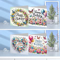 Miniatyrbild 5 av 8: 12/8/6/4-pack Diamantkonst Julgranskortsset, Handgjorda Semesterkort HK035