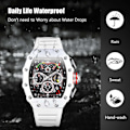 Miniatyrbillede 6 af 7: Mænds Tonneau Ur Analog Kvarts Multifunktionel Chronograf Moderigtig 5 ATM Vandafvisende Armbåndsur med Silikonrem Hvid White