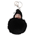 Miniatyrbillede 1 af 8: Sovende babydukke nøglering Pom Pom Fluffy nøglering Hængende vedhæng Gave (sort)