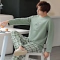 Miniatyrbild 2 av 7: 2-pack Nya vår- och höstpyjamas för män, pojkar, mjuk, långärmad, sovkläder, hemmaplagg, röd004, M