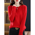 Miniatyrbilde 4 av 7: 100% Merinoullgenser Kvinnor Cashmere Pullover Stick Høst Vinter O-Hals Solid Color Fashion Basic Kvinna E Klær Topp Wumai Blå L