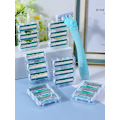 Miniatyrbilde 5 av 7: 1 håndtak 18 blader / Menn og kvinner kroppshår bikini sikkerhets barberblad kvinne hår fjerning barbering shaver erstatningshoder SKY BLUE