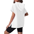 Miniatyrbillede 3 af 5: Kvindernes kortærmede halv lynlås pullover baggy hættetrøje pullover casual hættetrøje toppe bluse Hvid White L White L