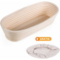 Miniatyrbillede 2 af 10: Banneton Oval, brødform med uldfor, oval brødkurv, hævekurv, op til 0,7 kg dej, 30 x 14 x 7 cm